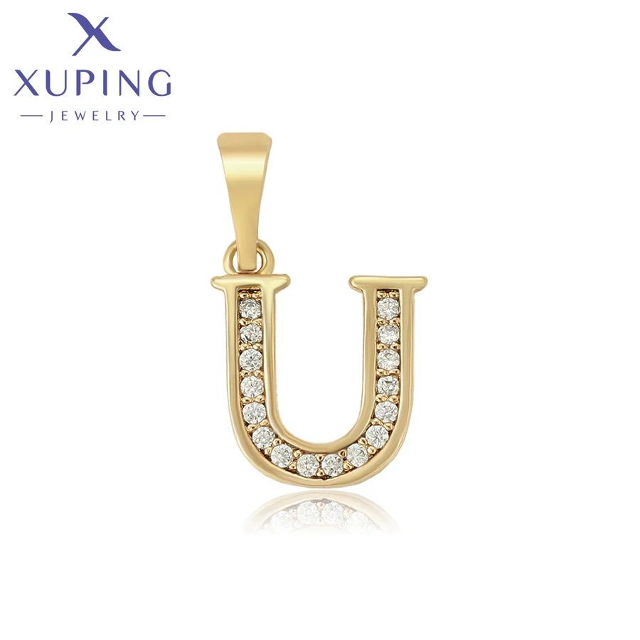 

A00855929 xuping jewelry fashion elegant simple zircon 14k gold plated initial letter pendant