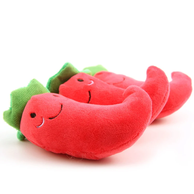 

Amazon Best Seller Cotton Stuffed Soft Plush Chilli Dog Toy Bite Resistant Teeth Cleaning Durable Chewing Squeaky Pet Toy