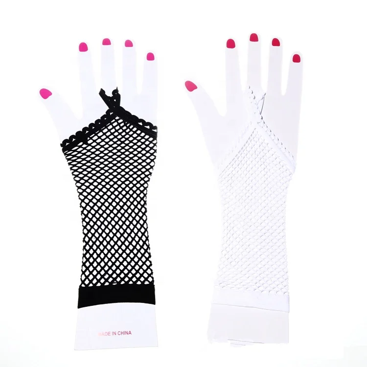 
Women Sexy Long Fingerless Twist Fishnet Gloves 