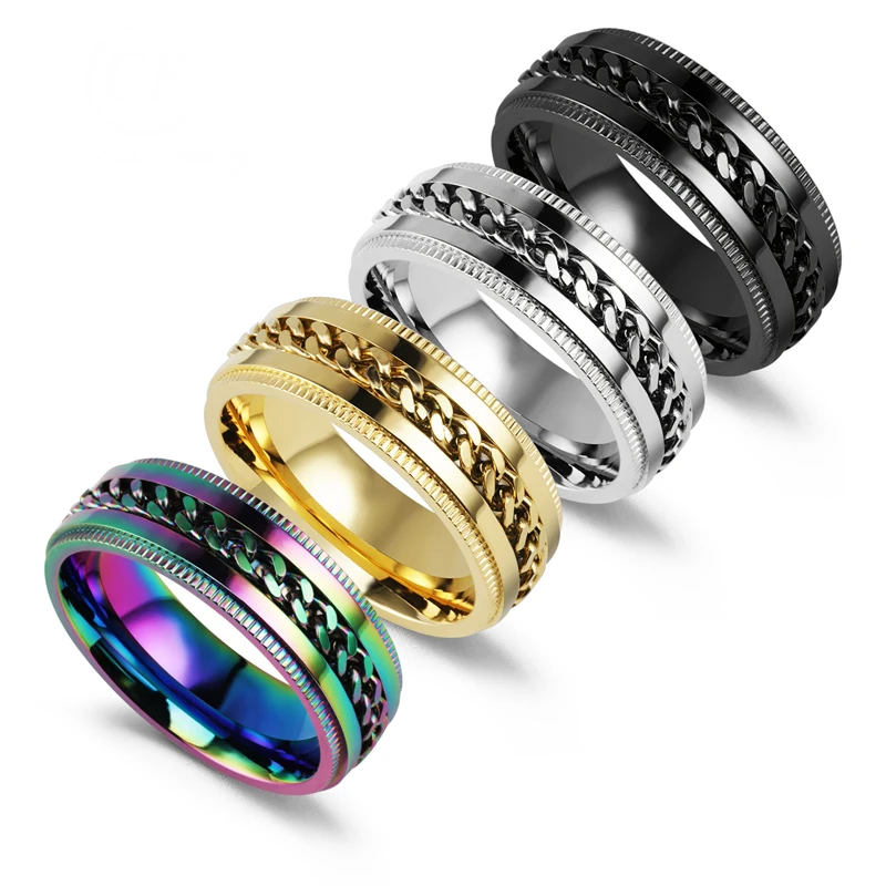 

Personality design Black chain ring 8-12size 8mm for Bikers for Party cool Boys