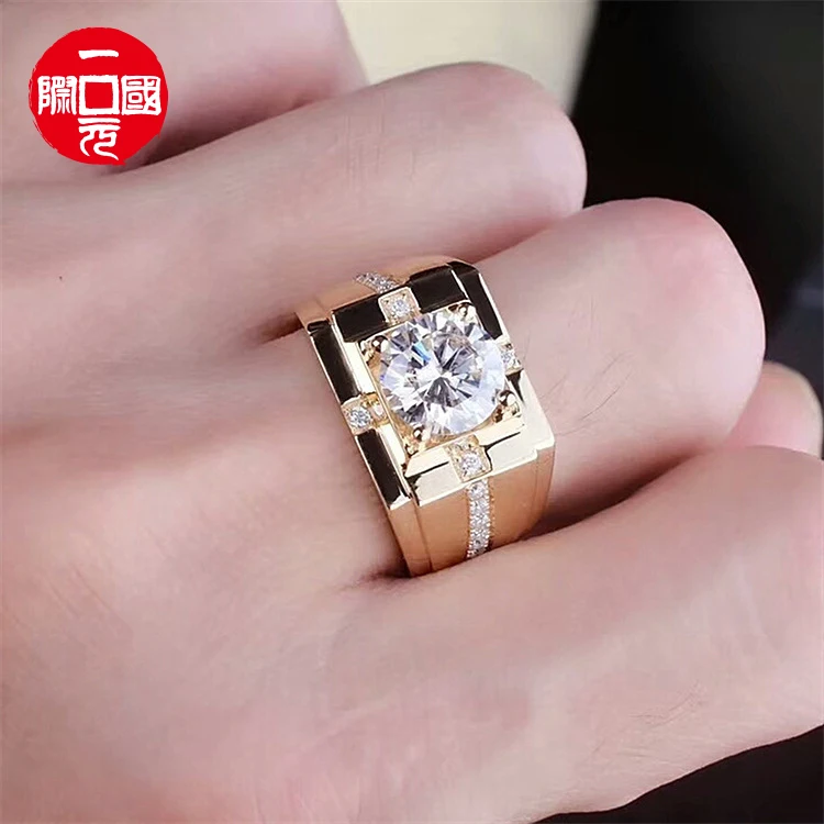 

One dollar Gold-plated domineering men's diamond engagement gold ring with 2 color