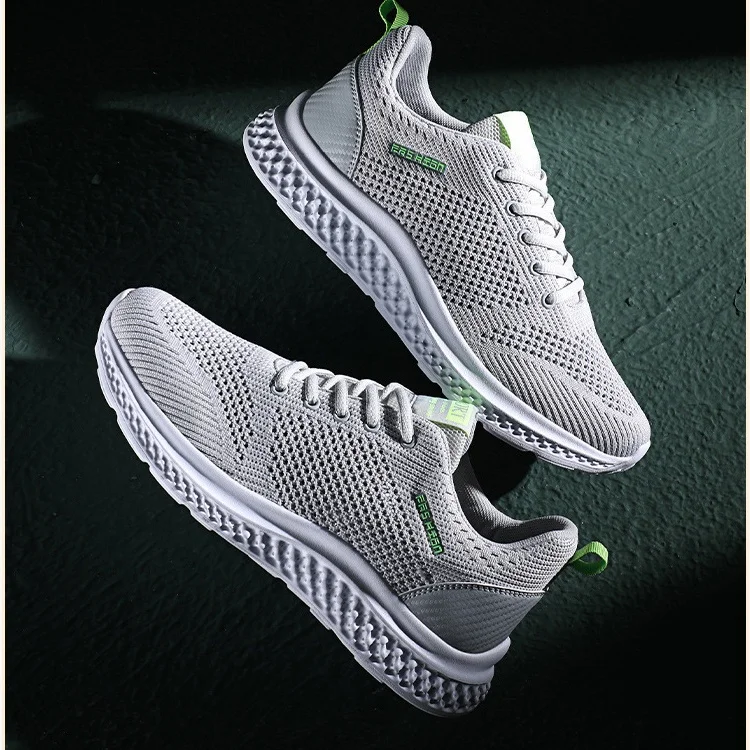 

Classic Fly Knit Upper Casual Shoes Fashion Soft Leather Shoes For Men