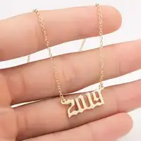 

New Stainless Steel Gold Silver Birth Year Numbers Choker Pendant Necklace Personalized Birthday Gift1980-2019