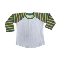 

Unisex boutique raglan shirts long sleeve kids boys adult Mardi Gras Holiday purple yellow green color striped cheap boys shirts