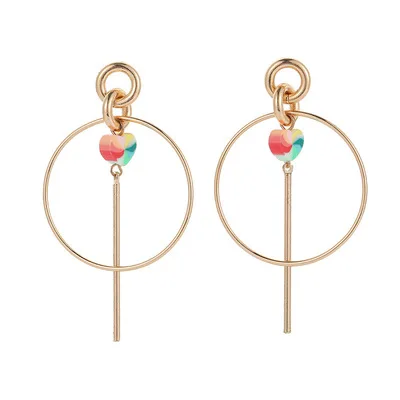 

MYSO Rainbow Love Earring Exquisite Gold Earring For Women Fashion Gold Hoop Earrings