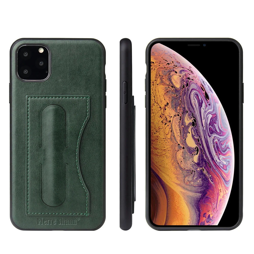 

PU Leather Hard Back Cover Card Holder Case for iPhone 11 Pro Wallet Case, Green, black, brown, red