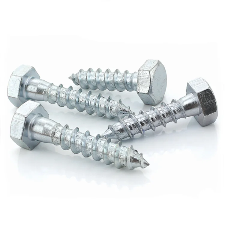 
factory direct DIN571 zinc plated hex head wood screw 