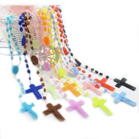 

Cheap Jesus Plastic Manufacture Rosary Necklace multicolor Cord luminous Catholic Rosary