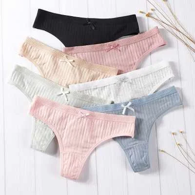 

Women's Panties G-string Thong Cotton Underwear Sexy Panties Female Underpants 7 Solid Color Pantys Intimates Lingerie