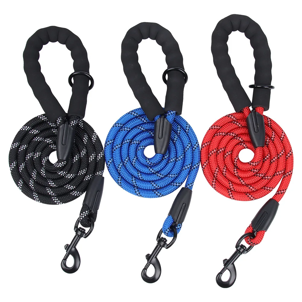 

Amazon wholesale new reflective nylon round rope dog rope poop bag set dog leash