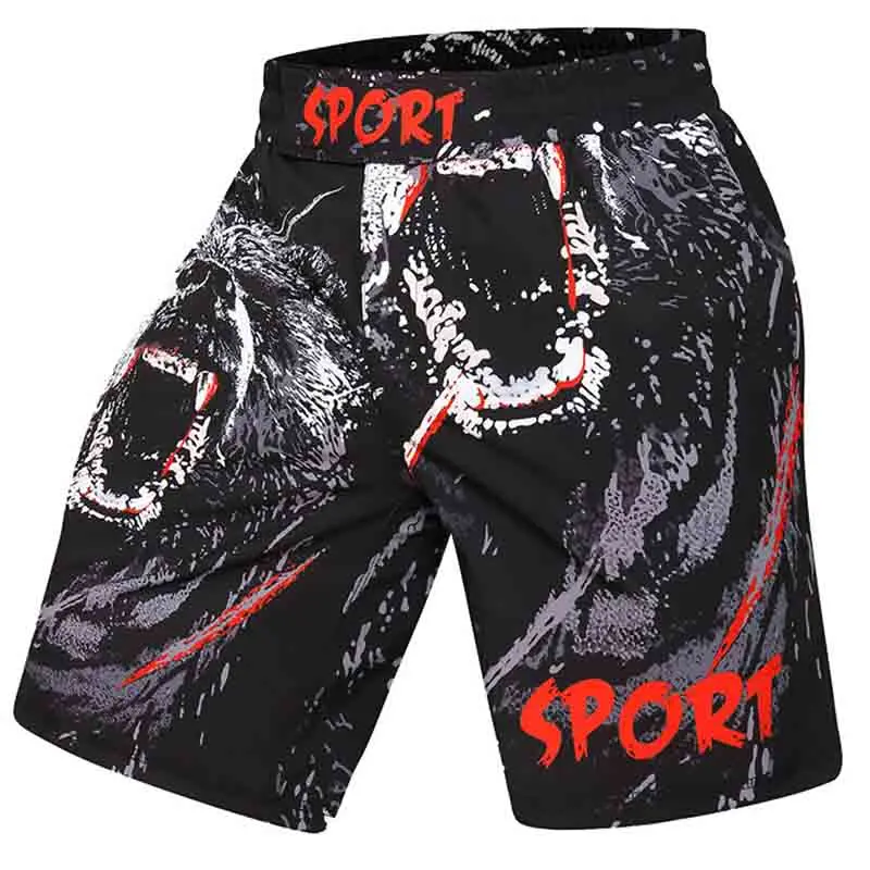 

Custom pattern logo Muay Thai pants, quick-drying casual fighting striker training boxing sports short pants factory wholesale