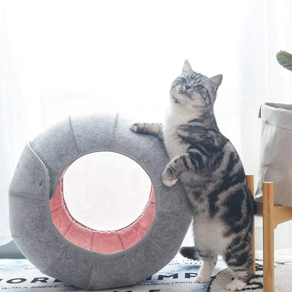 

Cat Bed House Indoor Cat Toys Ball Interactive Soft Cute Shell Foldable Pet Toy Cat Tunnel Cave Tube Condo Fun Toy Bed for Kitty