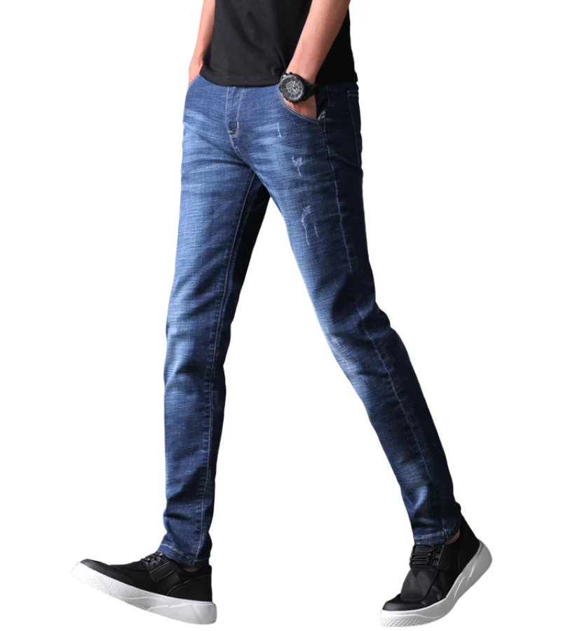 

Plus Size Denim Pant High Waist Skinny Trousers Fashion Blue Jean For Man, Dark blue