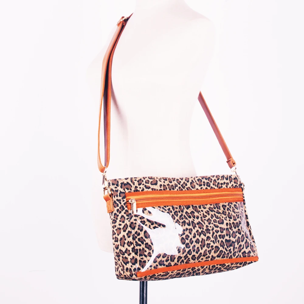 

RTS Wholesale Leopard Crossbody Display Bag Stripe Clutch Bag With Display Pocket For Women DOM1026