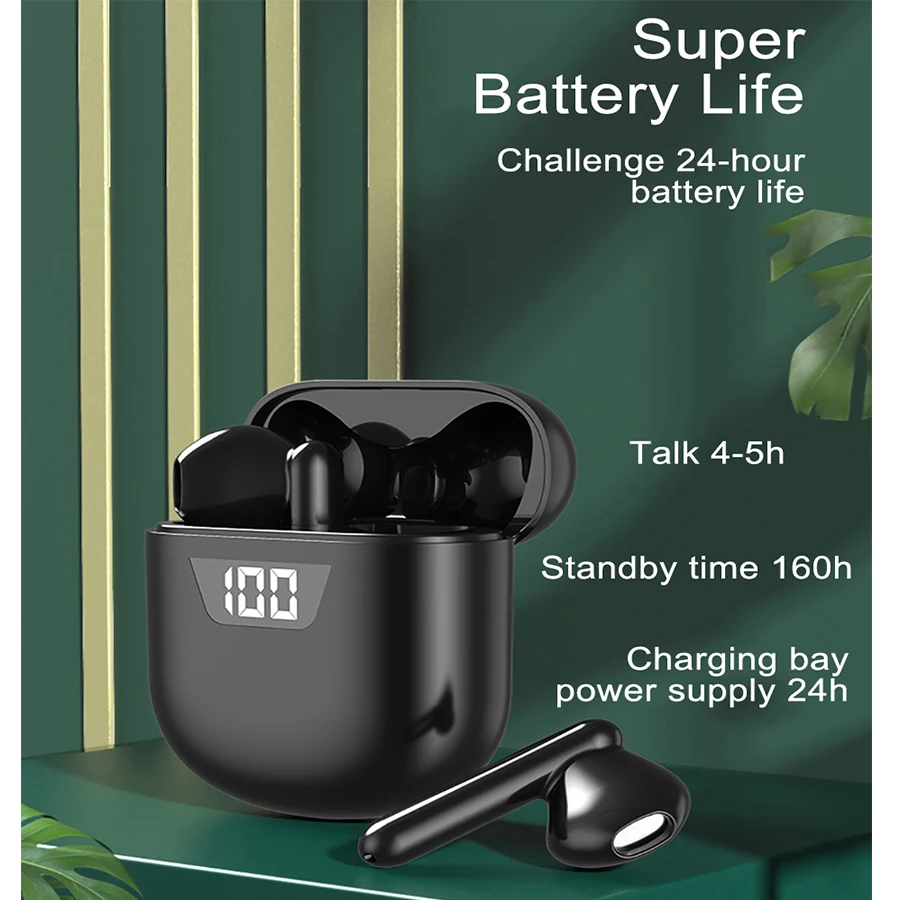 

TWS Earphone Wireless 5.0 Headphone With Mic Waterproof Earbuds LED Display HD Stereo for Android Xiaomi