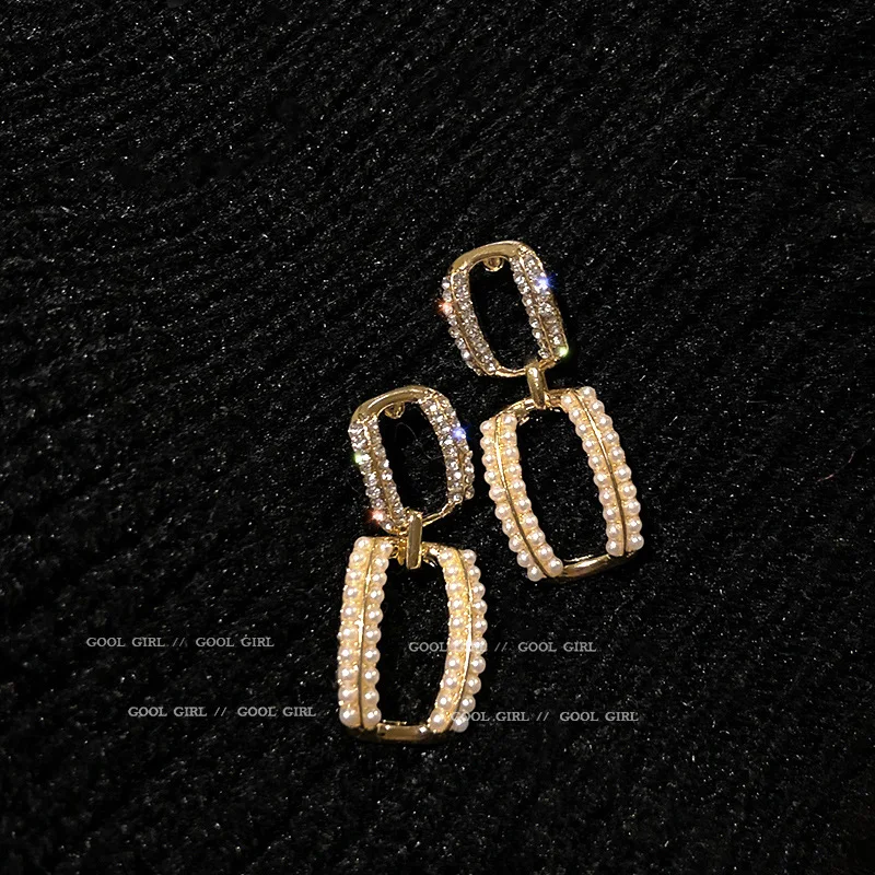 

new statement crystal square drop earings