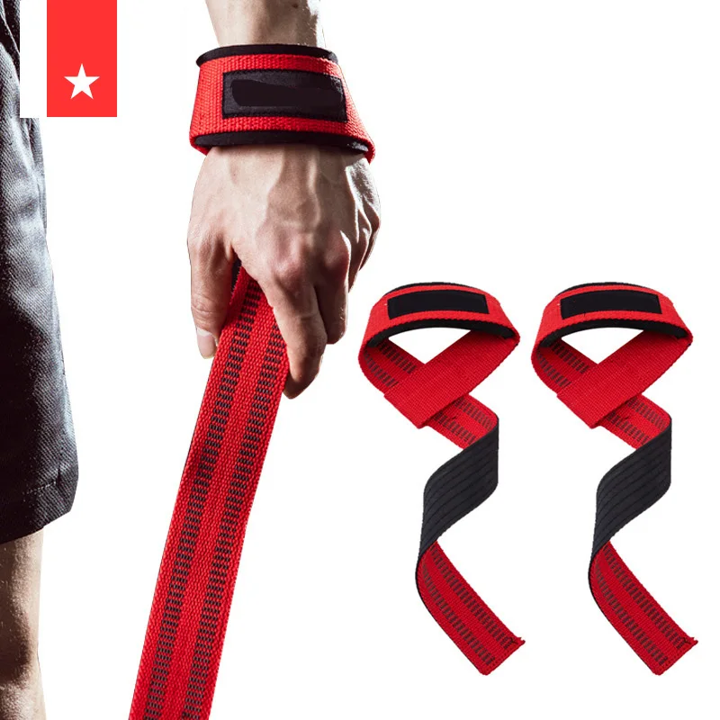 GJZ6022 Neoprene Gym Straps Anti-Skid Weightlifting Lifting Wraps Hard Pull Silicone Cotton Straps Comfortable Workout Accessory