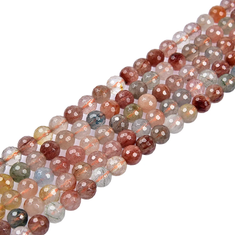 

wholesale high quality faceted round golden hair rutilated quartz beads healing crystal beads, 100% natural color