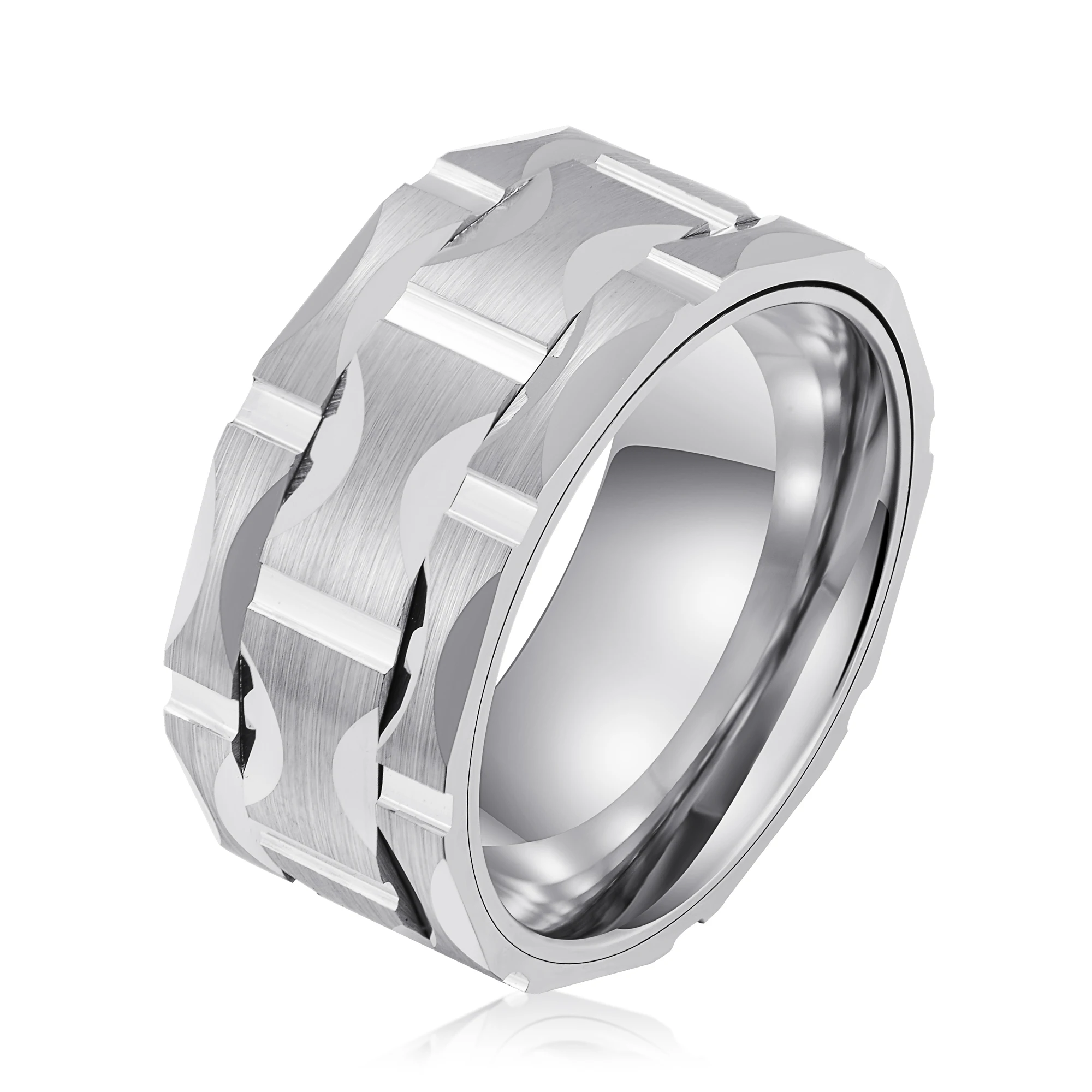 

Unique Design 10MM Width Brushed Finished Tungsten Carbide Men Rings Silver Ring Tungsten Fashion Jewelry