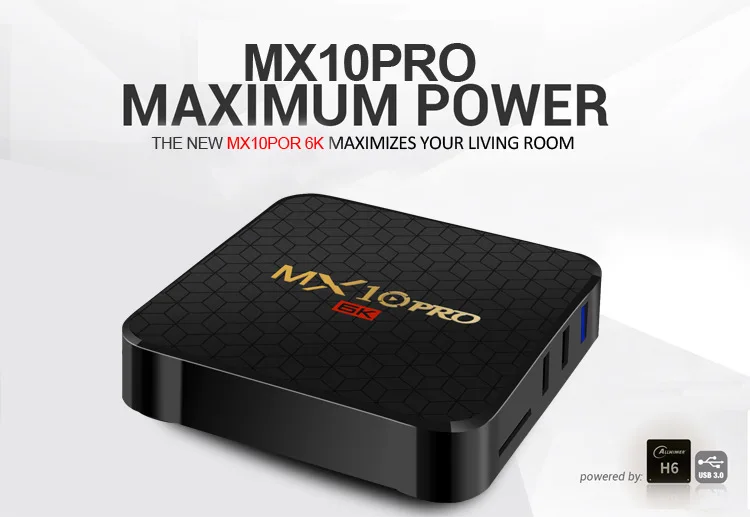 MX10PRO H6 6K Android 9.0 Pie 2+16G TV BOX Quad Core H.265 WLAN Home Media USB 