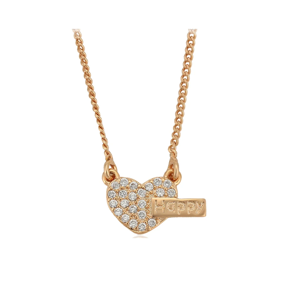 

46316 xuping jewelry heart shape women design 18k gold plated charm letter happy necklace