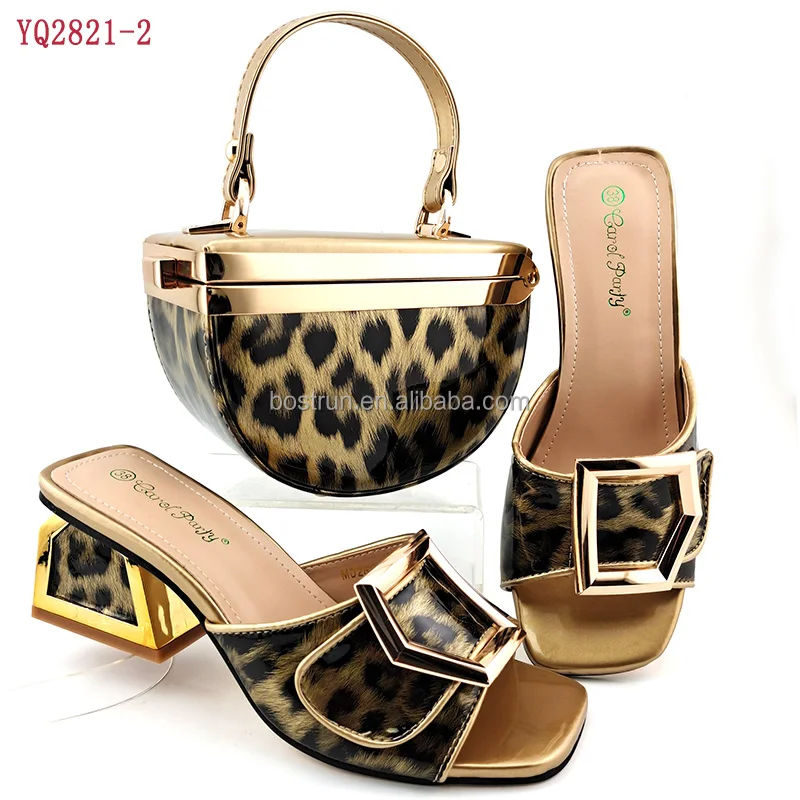 

YQ2821 2022 New Arrival Fashionable Italian design Lady Shoes and Bag Sets with Appliques for African Wedding and Party