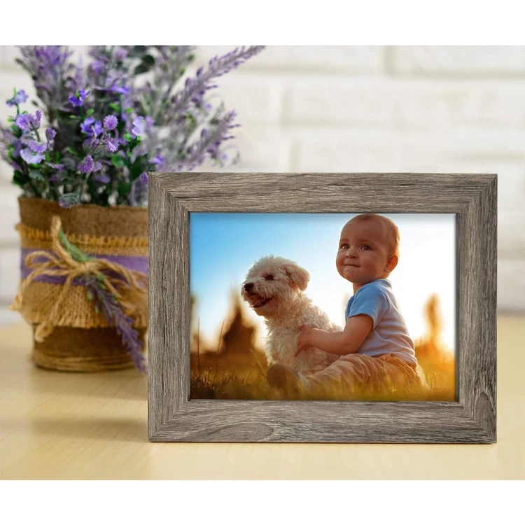 PHOTA Rustic Gray Wood 6 packs 5x7 Picture Frame for Wall or Tabletop Display
