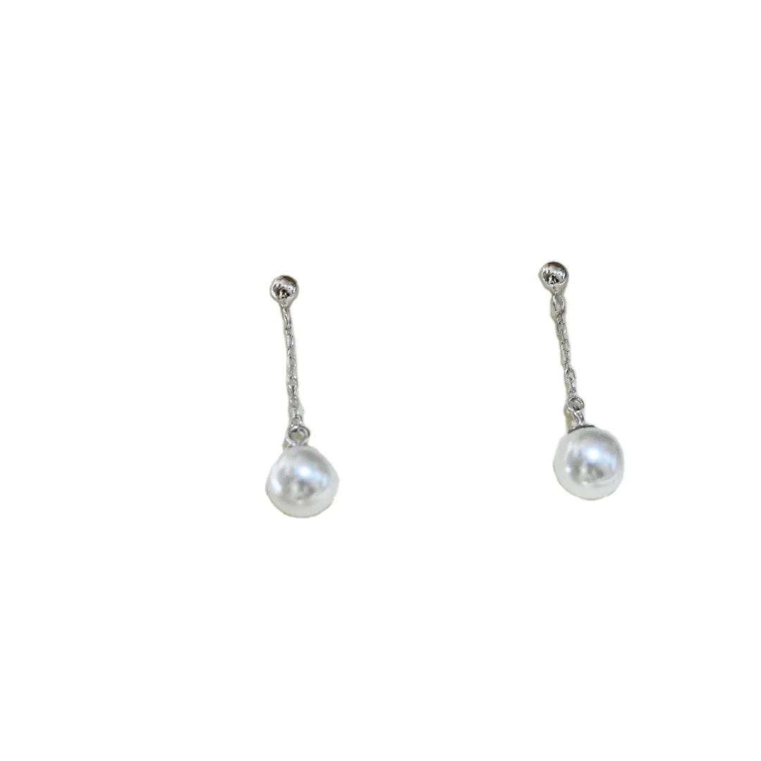 E2260 7-8mm DIY Natural Freshwater Pearl Charm Earrings Mounting Accessory 925 Sterling Silver Gold Plated  Jewelry for Women