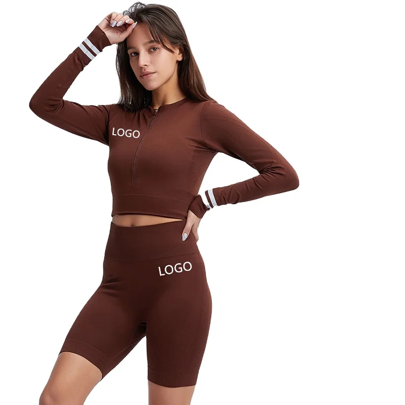 

Wholesale Custom Logo Fashion Design 2 Piece Yoga Workout Clothing Fitness Set Women, Colors