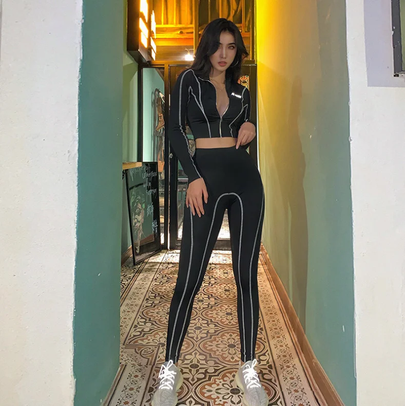 

2020 Best Selling High Quality Sexy Gym Tights Custom Women Two Piece Leggings Fitness Yoga Wear Sets, As picture