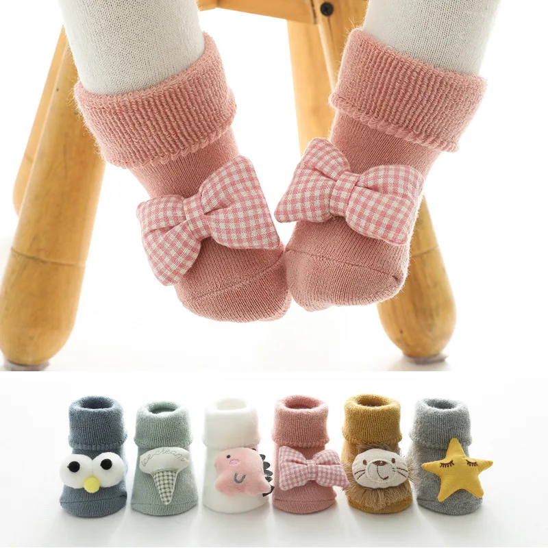 

Autumn and winter Terry thickened baby socks stereoscopic doll cartoon glue non slip baby floor socks newborn