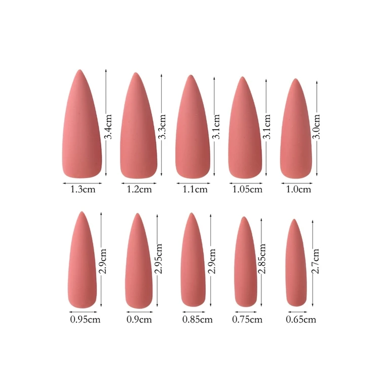 

Fully Paste Fingernails With Long Frosted ABS Solid False Artificial Nail Tip