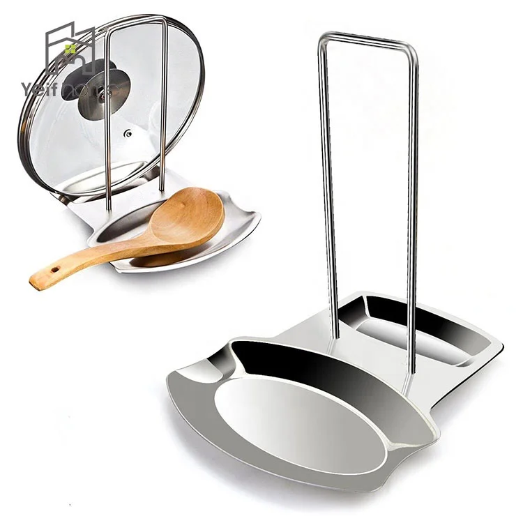 

Multifunctional Storage Rack Stainless Steel 304 Utensils Pot Rest Kitchen Spoon and Lid Holder, As the picture