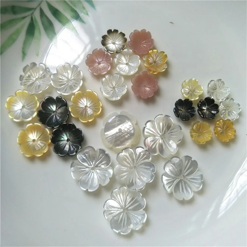 

Wholesale Custom Hand Carved Natural Mother Of Pearl Shell Flower Beads For Jewelry Making