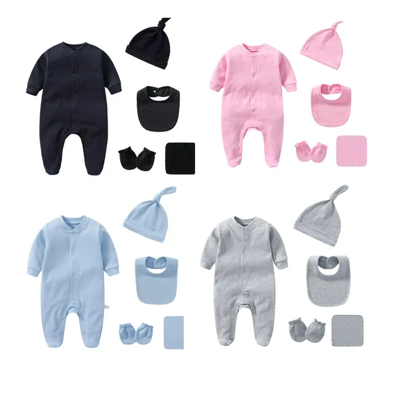 

Amazon Hot Selling 5Pcs Baby Knit Sets Solid Color Winter Baby Clothing Sets Long Sleeve Newborn Baby Clothes Sets, Mix color