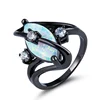 Ocean Heart love Opal luxury Classical Top Quality Stainless Steel Wedding Ring Cubic Zirconia Band Rings For Women's Jewelry