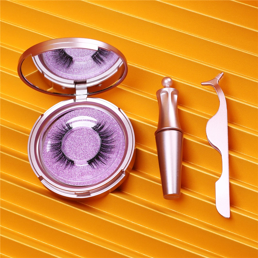 

Custom magnetic eyelashes kit including magnetic lashes tweezer and eyeliner private label eyelashes magnetic