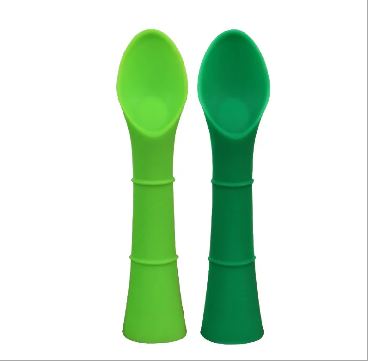 
Eco Friendly Silicone Baby Feeding Soup SpoonFDA approval Infant Training Soft T easy to grips handle baby spoon 