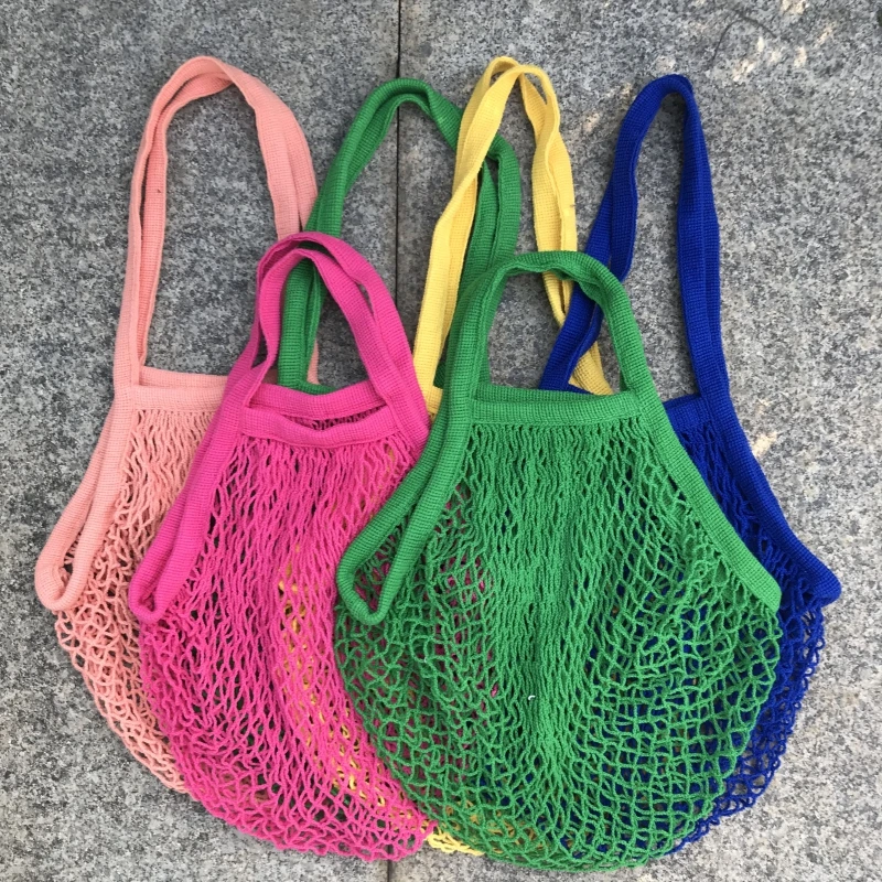 

Eco friendly fruit vegetable produce net string shopping reusable grocery tote organic cotton mesh bag