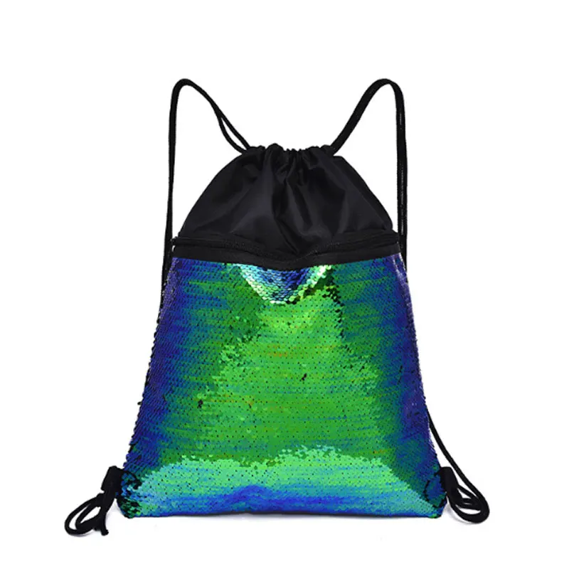 

Wholesale Front Zipper Pocket Toggle Color-changing Sequins Drawstring Bag Backpack For Women, Red,purple,green,pink