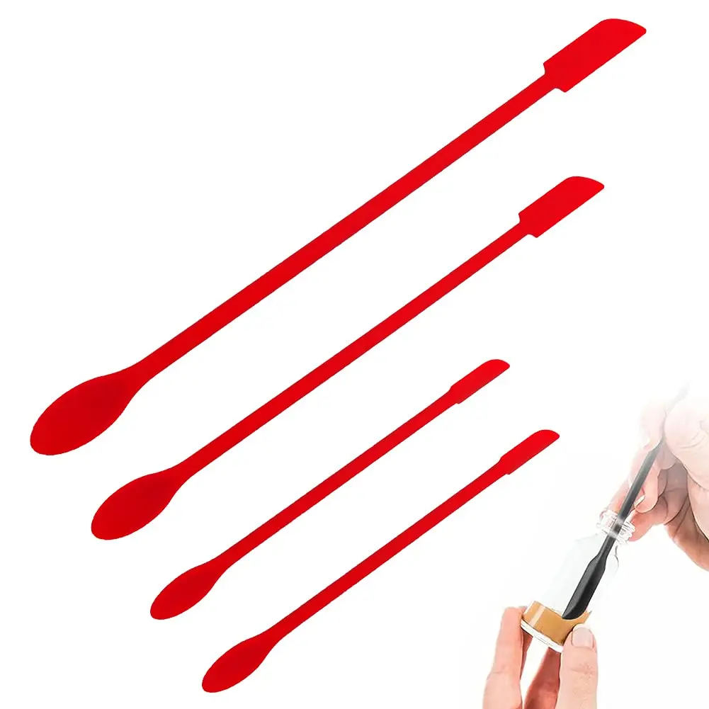

Jam Spatula with spoon Mini Silicone Makeup Spatula 3 Pack Set Small Thin Spatula for Skinny Openings Tiny Scraper for Jar, Red