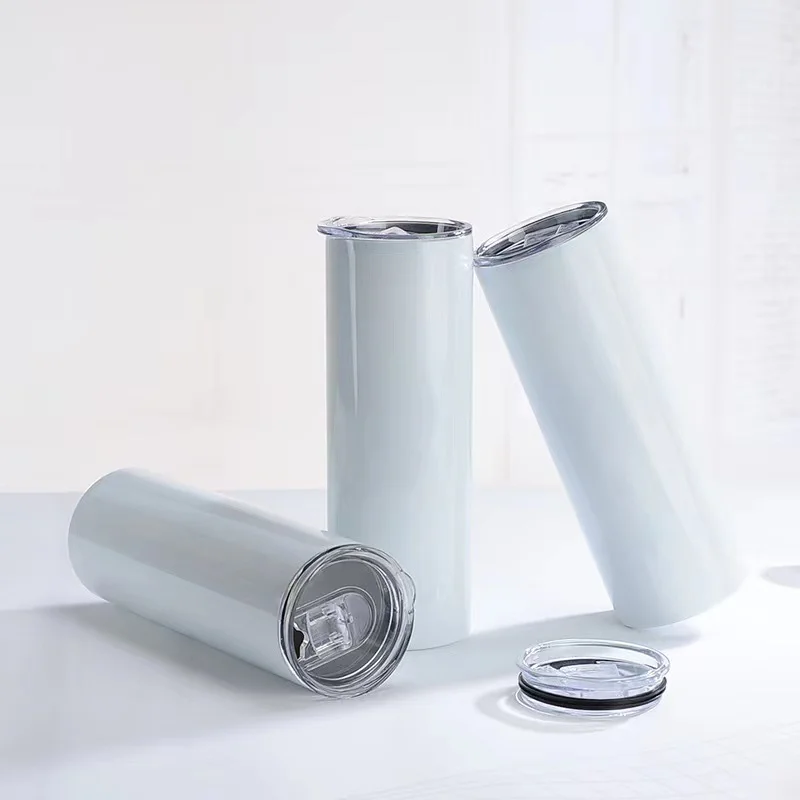 

Wholesale 20 oz skinny tumbler stainless steel white sublimation tumbler blanks with straw