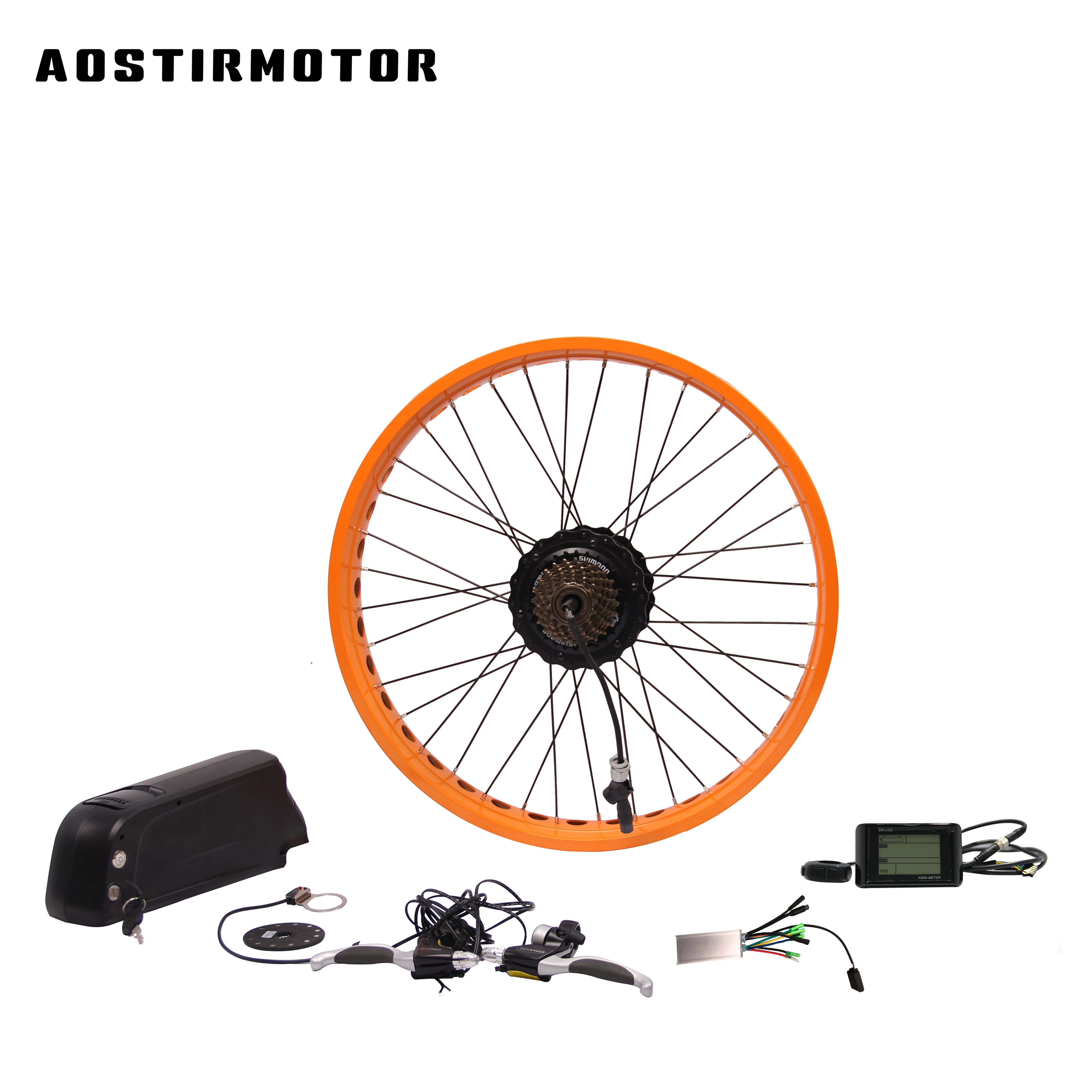 

High torque 7 speed 26*4 fat wheel 750w brushless motor 48v complete ebike kit, The wheel's color can be customized