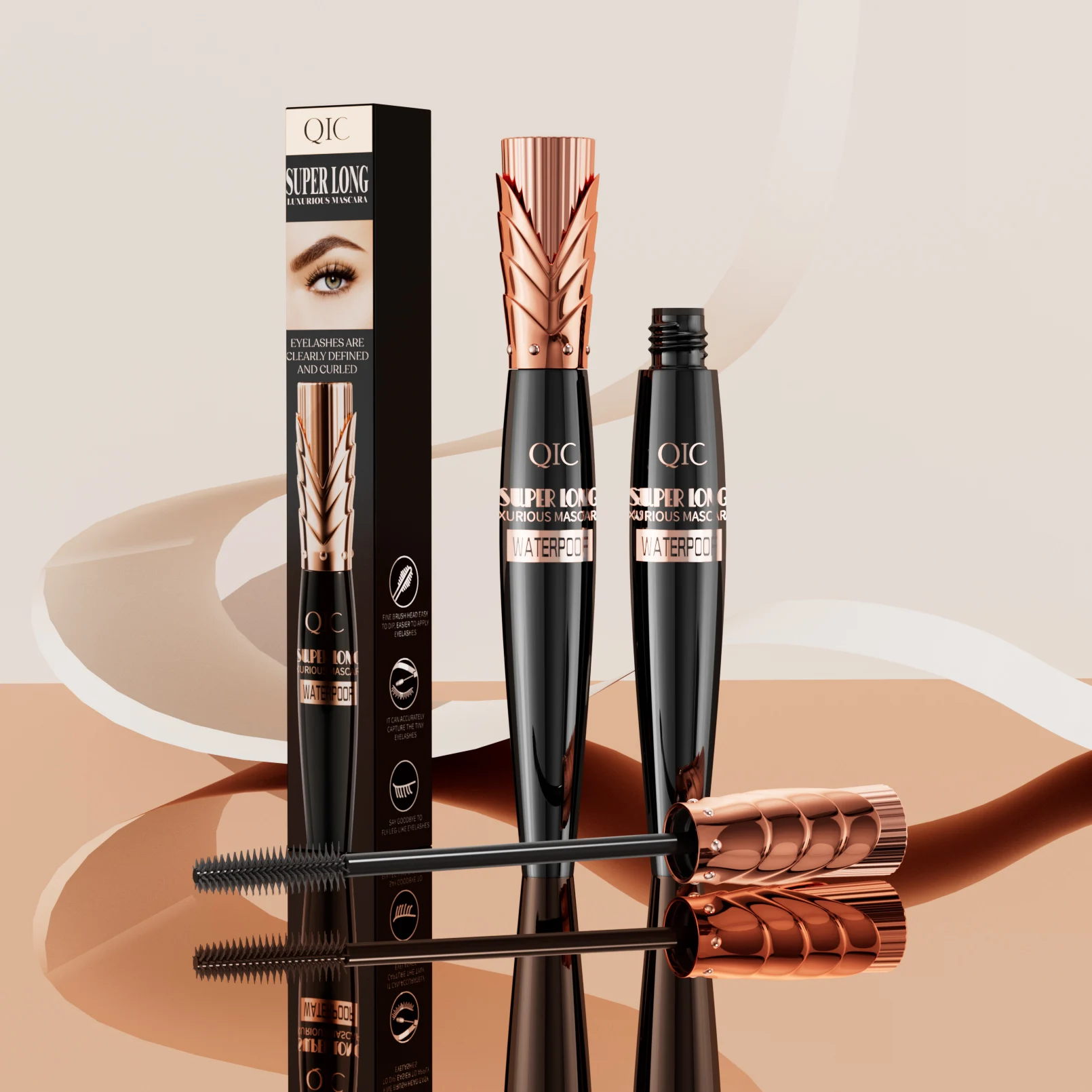 Hot 4D Natural Lash Effect Natural Fiber Brush Volume Long-lasting Tool for Dramatic Eyes Black Mascara
