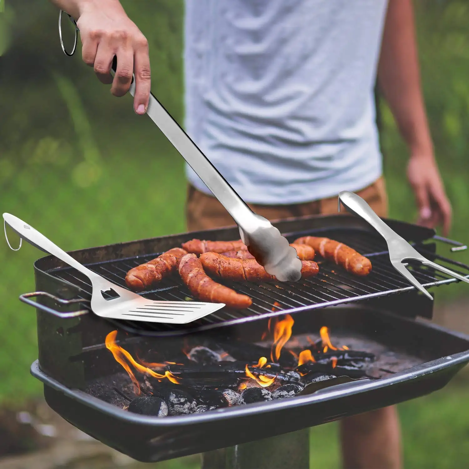 Set Of 3 Pcs Bbq Tool Including Food Turner Fork Tong Buy 3pcs