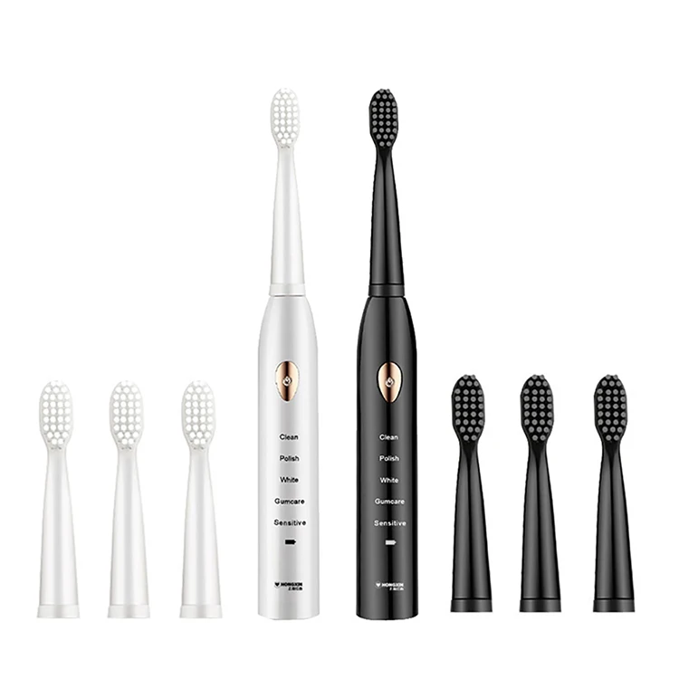 

Amazon Top Seller Products New Style Promotion USB Electric Rechargeable Tooth Cleaning Tool Toothbrush with Three Heads, White black