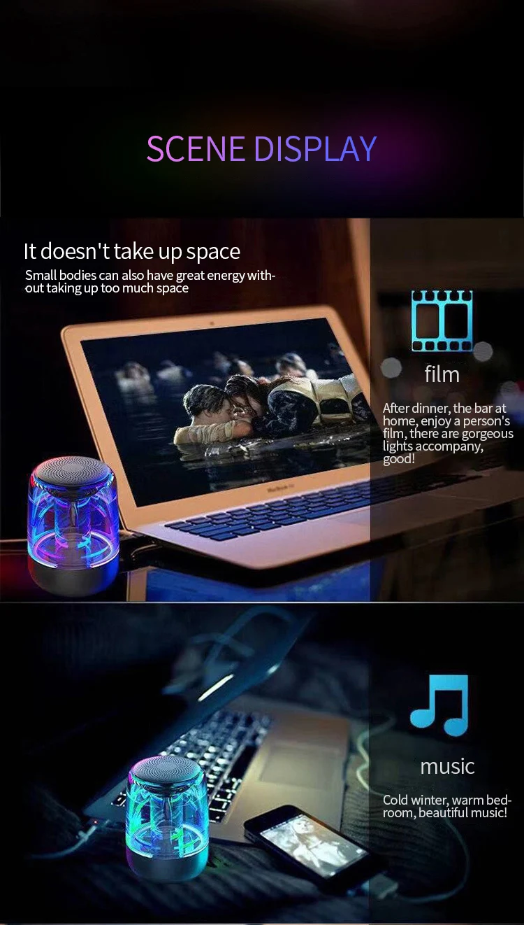 2020 high quality LED light transparent Bluetooth speaker