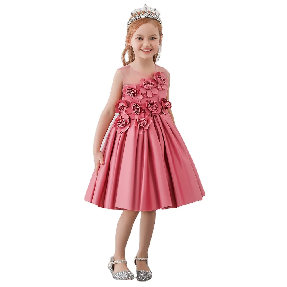 

Wholesale Flower girls clothes sleeveless frock party wedding birthday kids clothing elegant princess girl dresses, Picture shows or customized