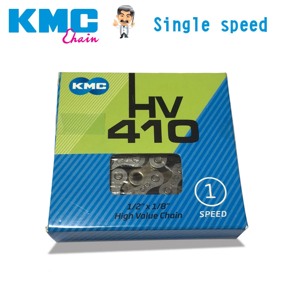 

KMC bicycle chain single speed HV410 1/2" x 1/8" 112 links bike chain silver gray