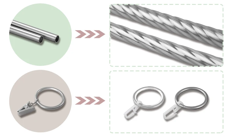 High quality fancy adjustable twisted end metal curtin rod